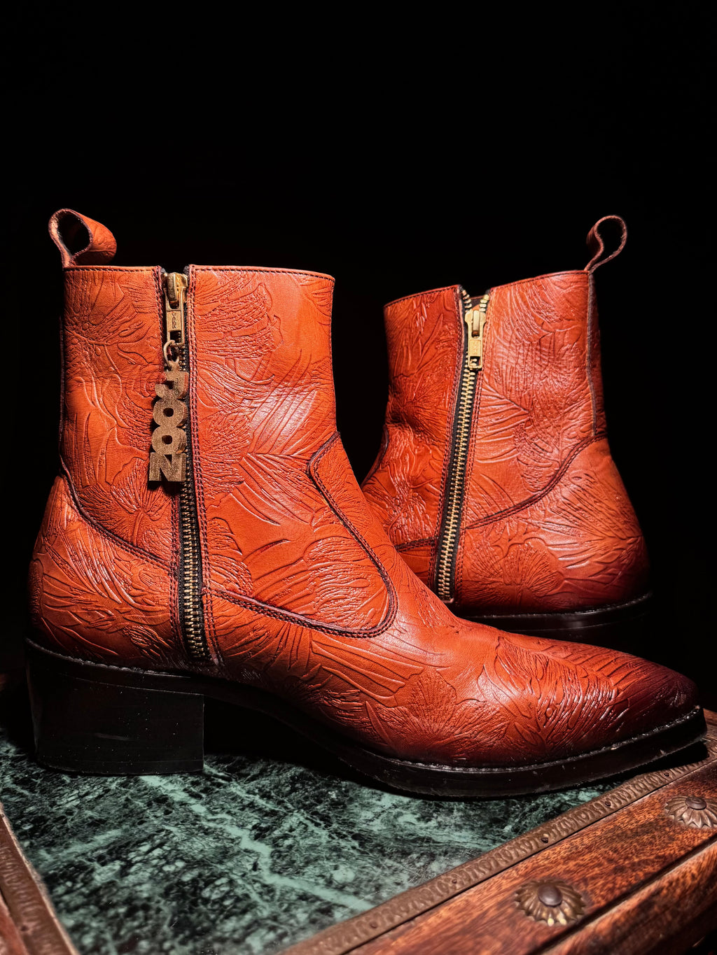 BRONZE CARVED BOOTS